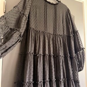 Dainty Jewells Black Swiss Dot Tiered Babydoll Dress